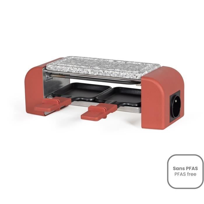 Connectable raclette grill for 2 people - LIVOO - DOC310R - 450W - 2 people - Automatic thermostat - 2 wooden spatulas and 2 raclette pans