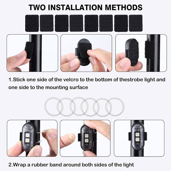 Lot de 6 Feux LED Stroboscopiques Sans Fil 8 Couleurs avec Télécommande - Rechargeable USB Anti-Collision Voiture Moto Camion