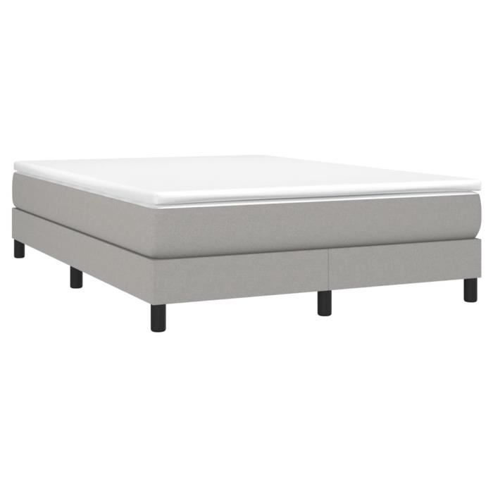 Base de cama tapizada - AKOZON - 140x190 cm - Gris claro - Con muelles - Somier de láminas de madera contrachapada