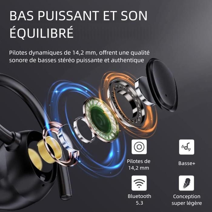 Wireless Earbuds - Figertime - IPX7 Waterproof - 50H Battery Life - Bluetooth 5.3 ANC - HD Sound & Fast Charging - Black
