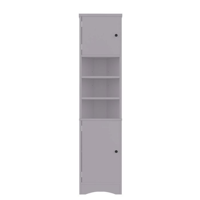 Mueble de baño tipo columna, 36,5 x 24,5 x 170 cm, triangular, 3 compartimentos, gris.