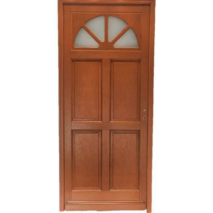 Puerta de entrada Ferji de madera con cristal, 215 cm de alto x 90 cm de ancho, lado izquierdo.