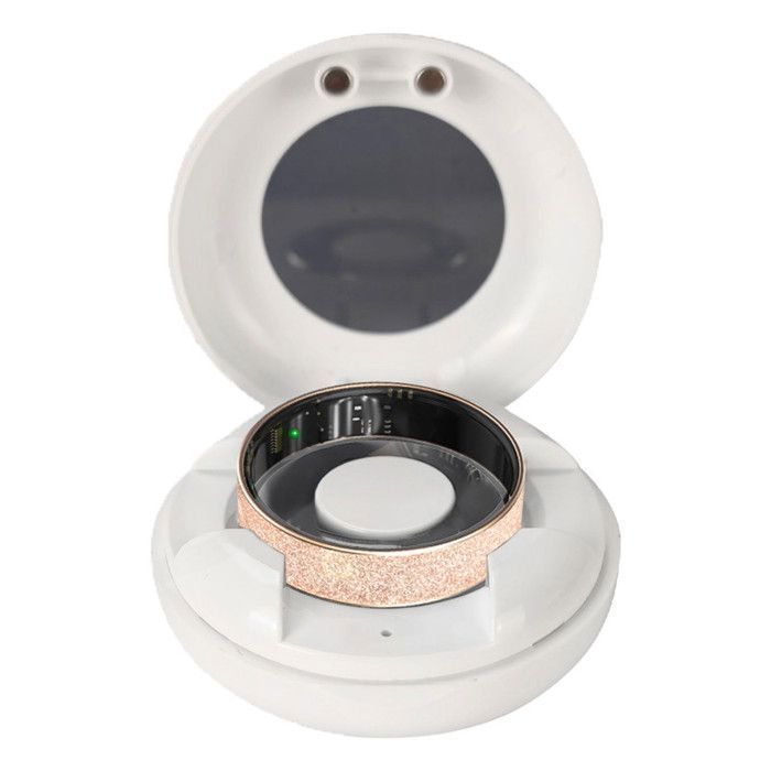 XtraDiTech Montre Connectée Sport Bague Connectée VFC - Diamantée Dorée - 2,6mm - Fréquence Cardiaque - SpO2 - Sommeil Ø 18,1mm
