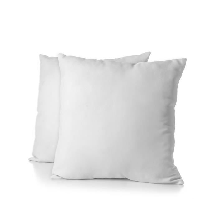 JUEGO DE 2 ALMOHADAS DE 60x60 cm + 2 FUNDAS DE ALMOHADA BEIGE MARFIL