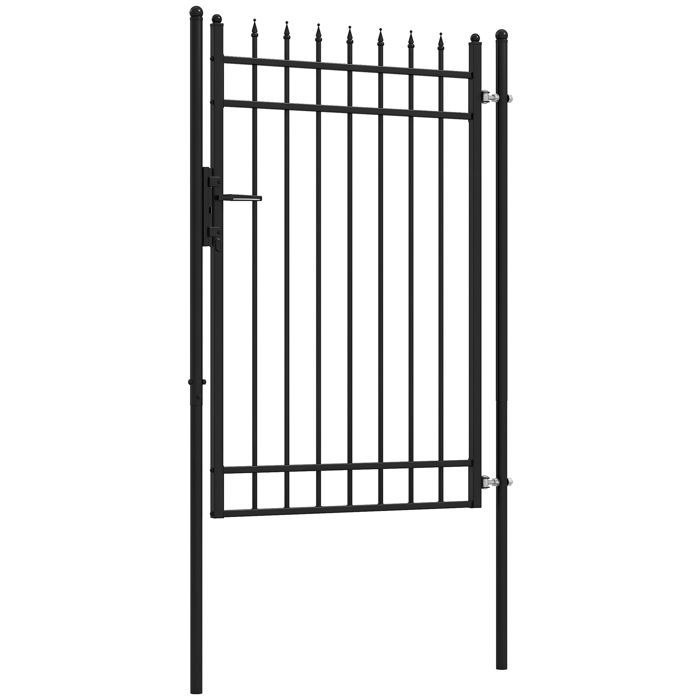 Puerta de jardín - Outsunny - acero galvanizado - 107 x 204 cm - cerradura, llaves y manilla - negra