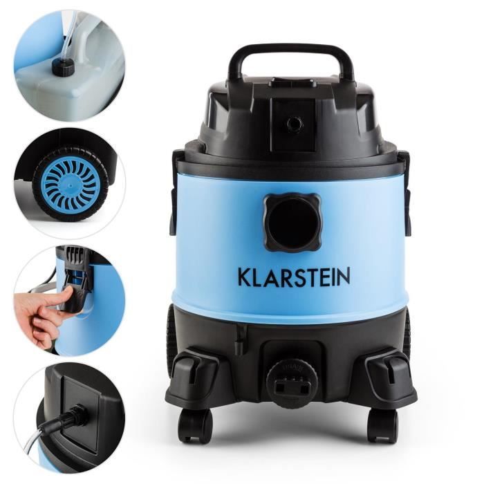 Aspiradora industrial Klarstein Reinraum 2 G para sólidos y líquidos - 1250 W - 25 L - Numerosos accesorios - Azul