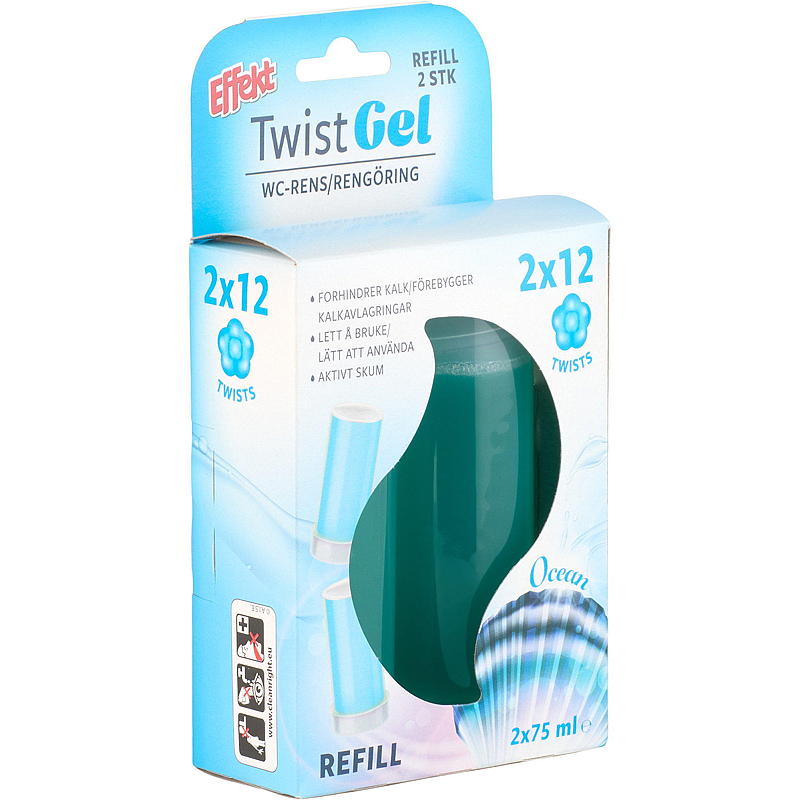 Effekt WC-rens Twist gel 2 stk refill Ocean Effect