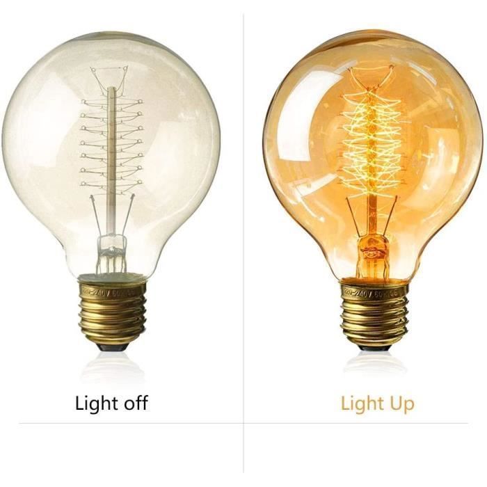 Bombilla Edison vintage tipo globo E27 - Zoomdo - Blanco cálido 40W - Paquete de 4