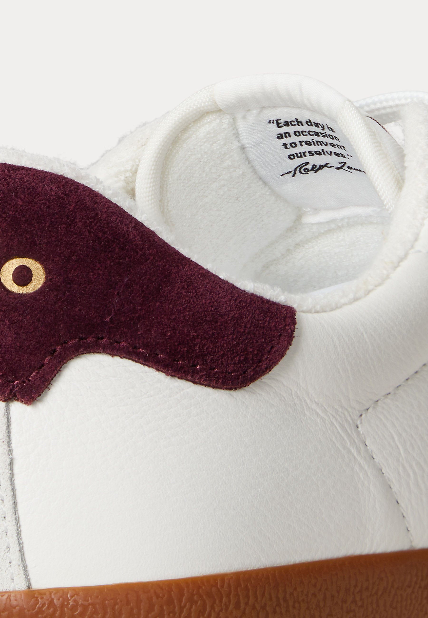 Polo Ralph Lauren COURT VULC LEATHER-SUEDE SNEAKER UNISEX - Sneakers - deckwash wit/wijnrood
