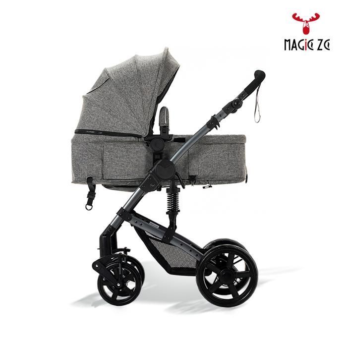 MagicZC Stroller, 3-in-1 Travel System, for 0-3 Years, Convertible Carrycot, 3-in-1, Reclining Position, Car Seat, Grey