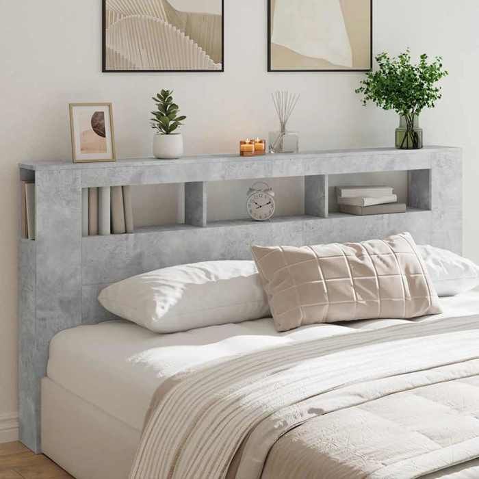 Cabecero LED vidaXL, accesorio de cama, cabecero para estructura de cama, muebles de dormitorio, gris hormigón 200x18,5x103,5cm 837368