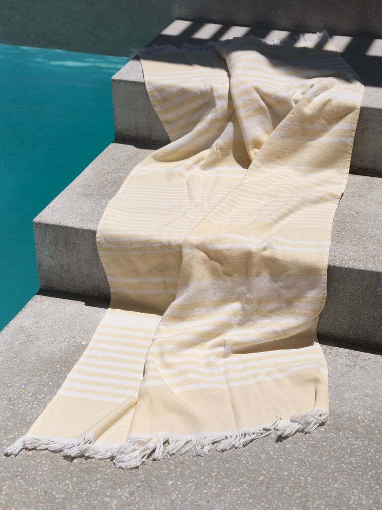 EMSFORS Zlatni ručnik za plažu Hammam EMSFORS 80x160cm žuti
