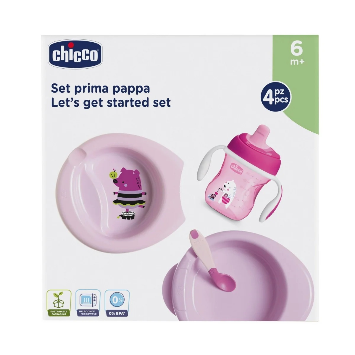 CHICCO Chicco Babynahrungsset ab 6 Monaten, rosa