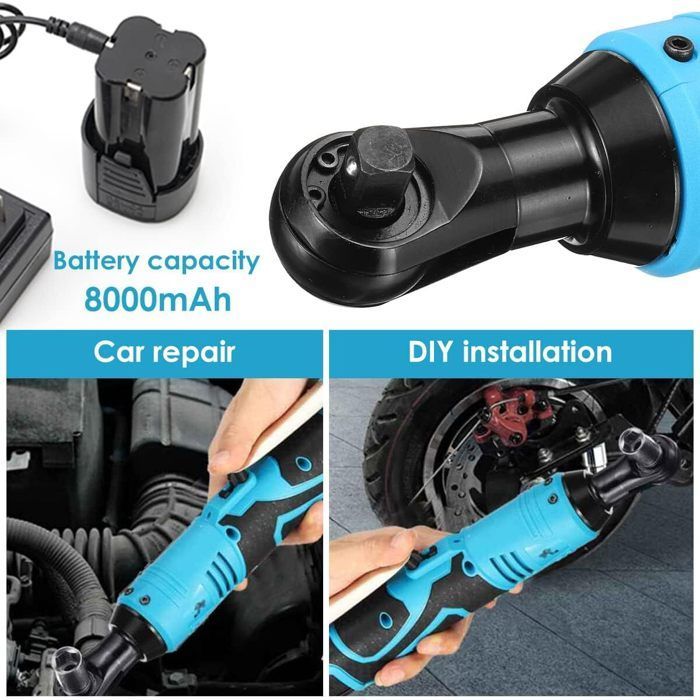 Llave de impacto eléctrica inalámbrica de 3/8 de pulgada - Par de impacto de 100 Nm - 260 RPM - Con 2 baterías de 4,0 Ah - Potente - LED
