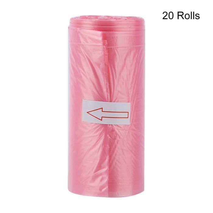 Sac à Déjections de Couche-Culotte Portatif de Bébé 5 Rouleaux Rose Jetable Sacs de Excréments pour Bébé Le Stockage Des