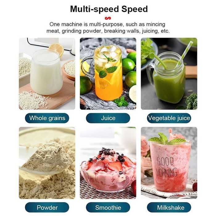 2-in-1 blender, 2000W 2L multifunctionele blender, 15 snelheden, BPA-vrij, 4 roestvrijstalen messen, automatische reiniging