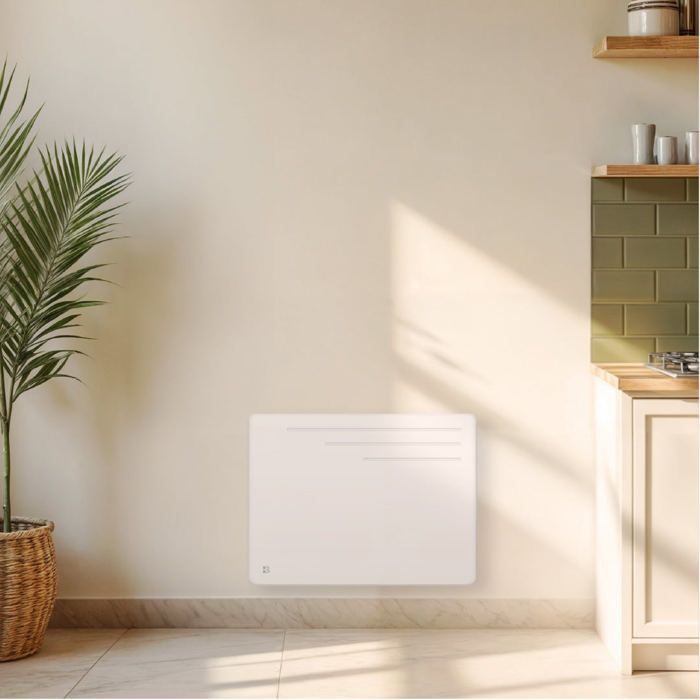 Radiateur électrique fixe à inertie sèche fonte - BESTHERM - MOTU 1000W - horizontal blanc - NF
