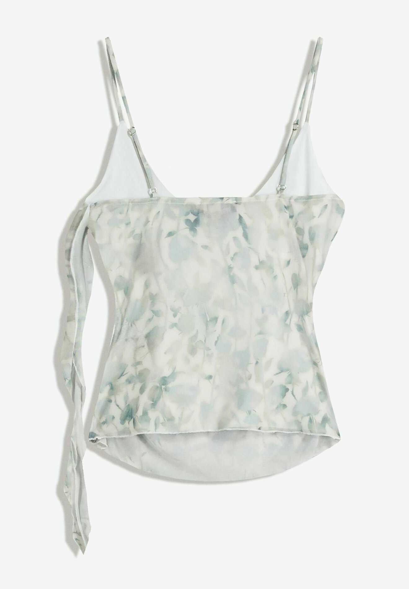 Bershka bedrukte tule top met ruches - veelkleurig