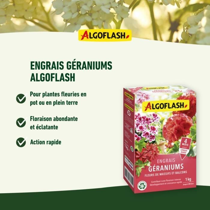 Fertilizante ALGOFLASH NATURASOL para gerânios, canteiros de flores e varandas - 1 kg