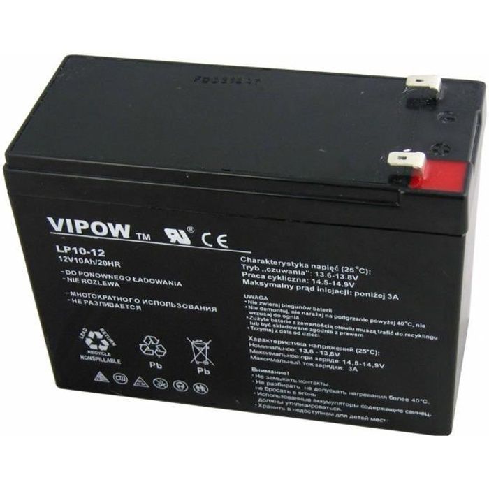 VIPOW 12V, 10Ah Maintenance-Free Rechargeable Gel Battery