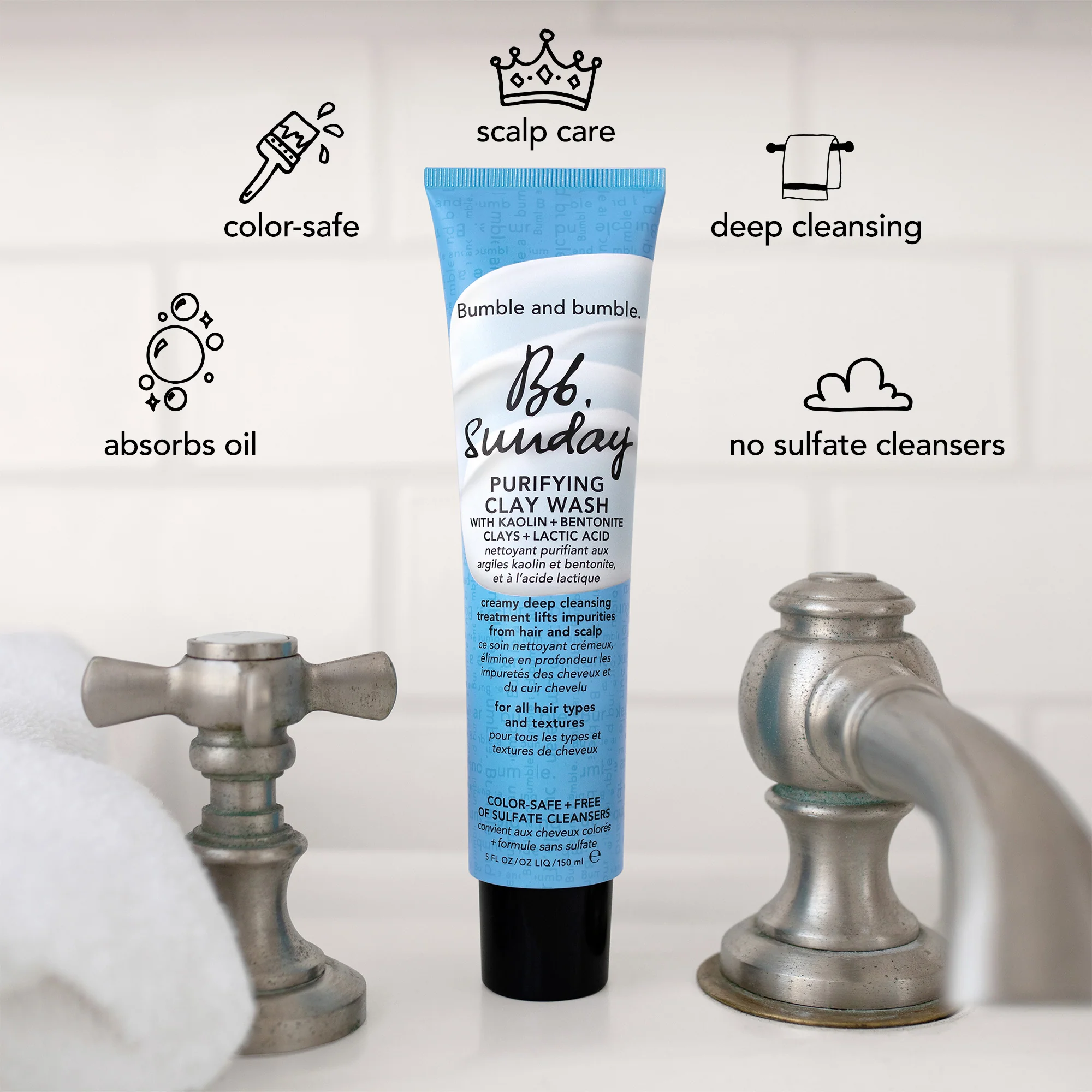 Sunday Purifying Clay Wash - Shampoo Purificante, Trattamento Cuoio Capelluto