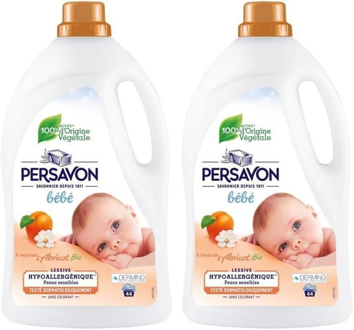 Baby Laundry Detergent, with Organic Apricot Extract, Hypoallergenic, Sensitive Skin, Dye-Free 2000ml (2 pcs)