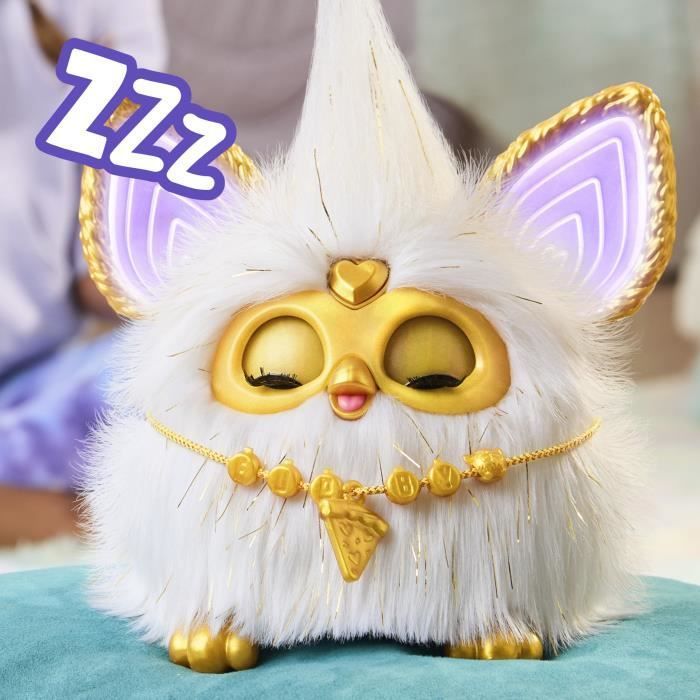 Furby Gold Glow, een spraakgestuurd pluche speeltje dat in het donker oplicht, interactief speelgoed, geschikt voor kinderen vanaf 6 jaar.