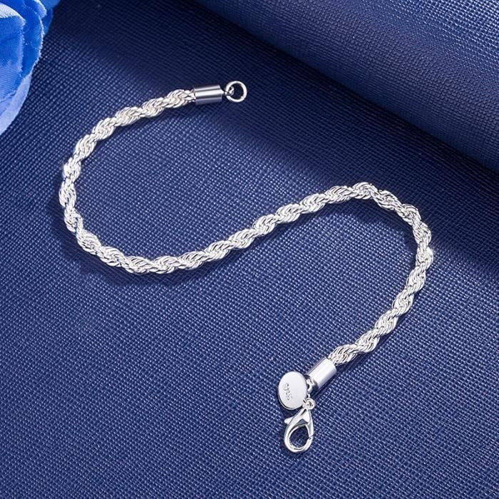 Damenarmband – Legierung – gedrehtes Band – 20 cm – Silber – Geburtstagsgeschenk