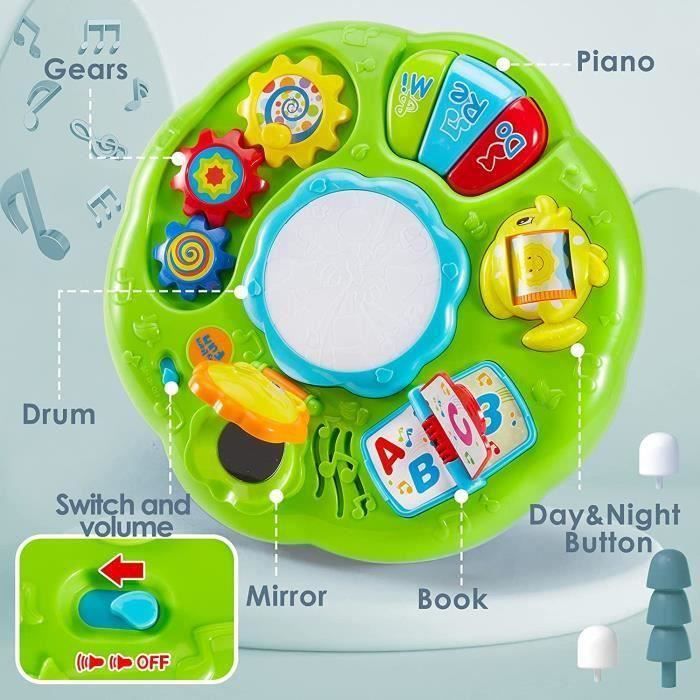 Babytrommel activiteitentafel muzikaal speelgoed met lichtjes - ANDERSZINS - Voor babyjongens en -meisjes van 18 maanden, 1 jaar, 2 en 3 jaar