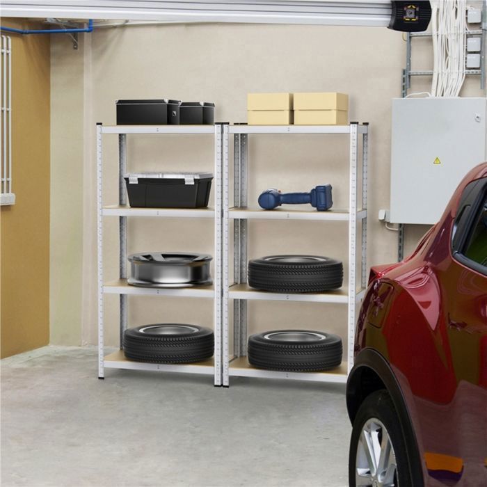 Juego de 2 estantes de almacenamiento Yaheetech, 80 × 40 × 160 cm, capacidad de carga de 130 kg por estante, garaje, taller, cocina, sala de estar.