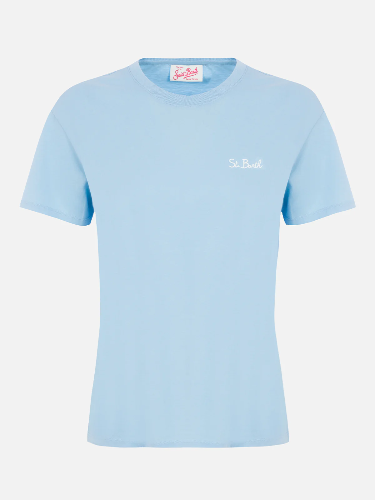 Emilie dames T-shirt met ronde hals, lichtblauw katoenen jersey