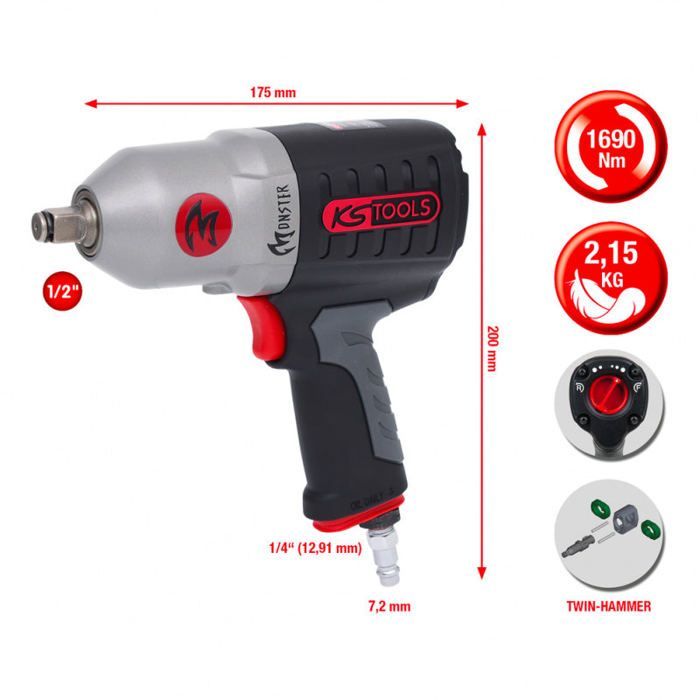 Llave de impacto - KS Tools - MONSTER - Neumática - 1/2