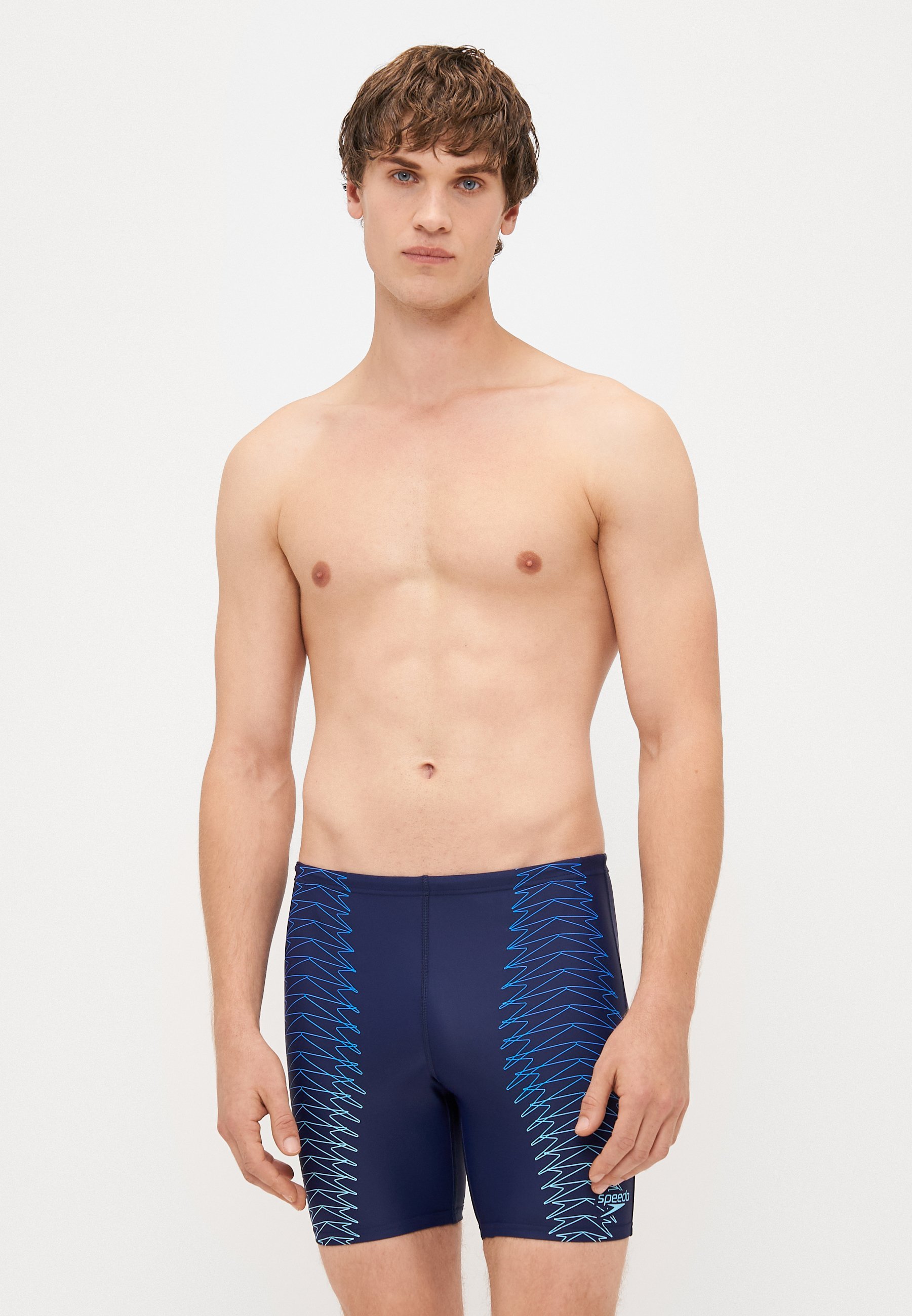Costume da bagno Speedo MENS DUO LOGO PRINT MID JAMMER - blu navy/azzurro zucchero