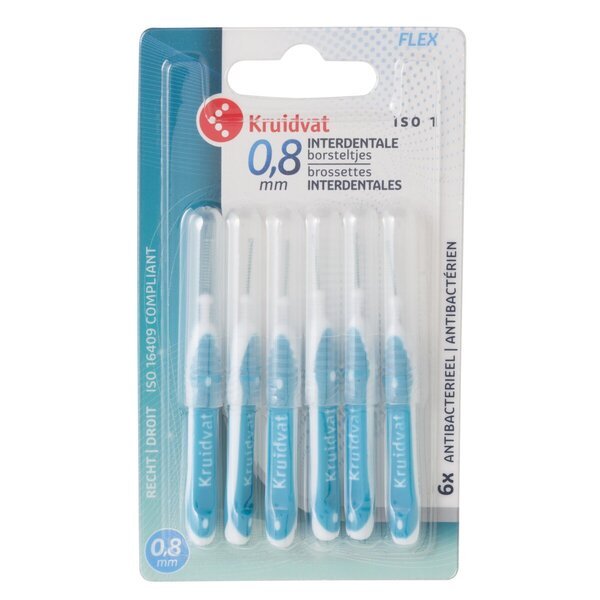 Medzizubné kefky Kruidvat Extra Fine 0,8 mm s rukoväťou<br>6 kusov