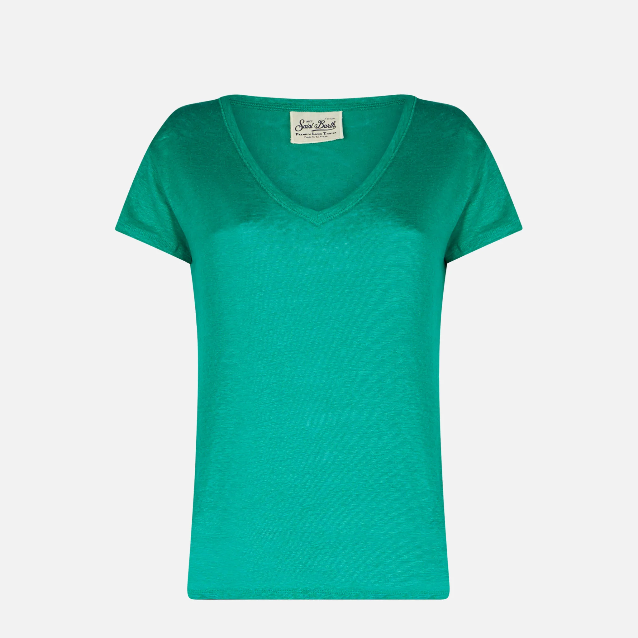 Dames T-shirt van groen linnen