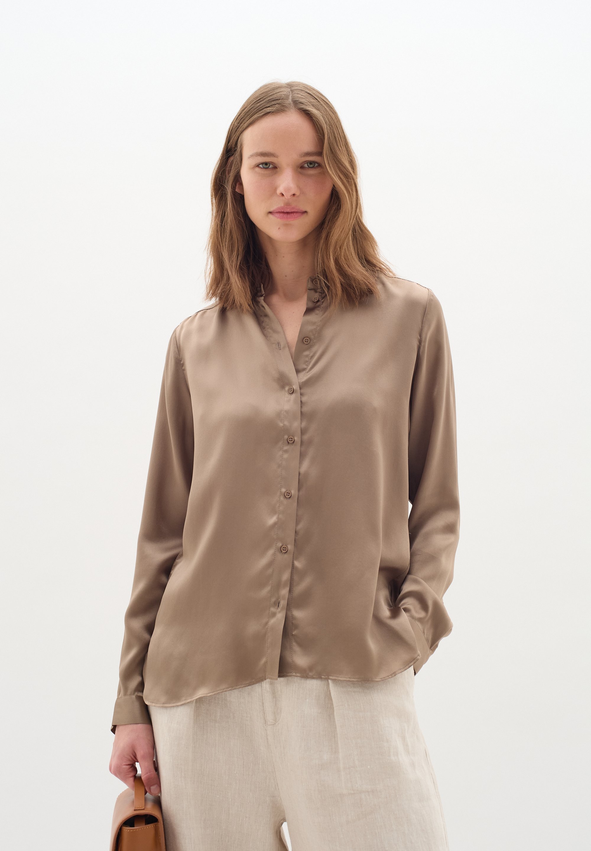 InWear LEONORE PREMIUM - Camicetta con bottoni - color tortora deserto