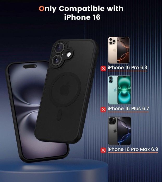 Funda para iPhone 16 - MASSILIA TECH - MagSafe Magnética - Negra