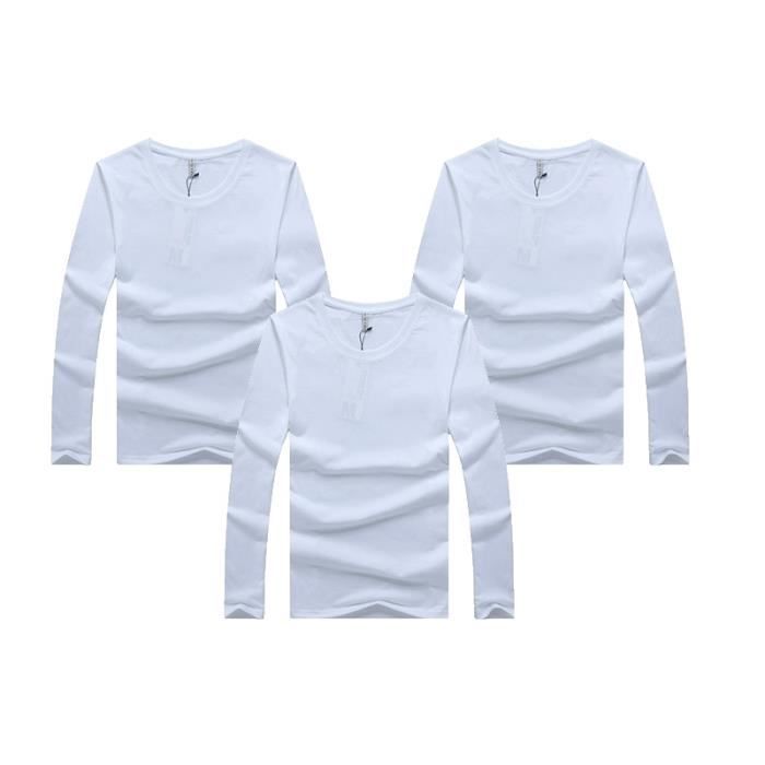 Pack de 3 camisetas de manga larga con cuello redondo para hombre ZEWOW - Blancas - 95% algodón - 5% poliéster