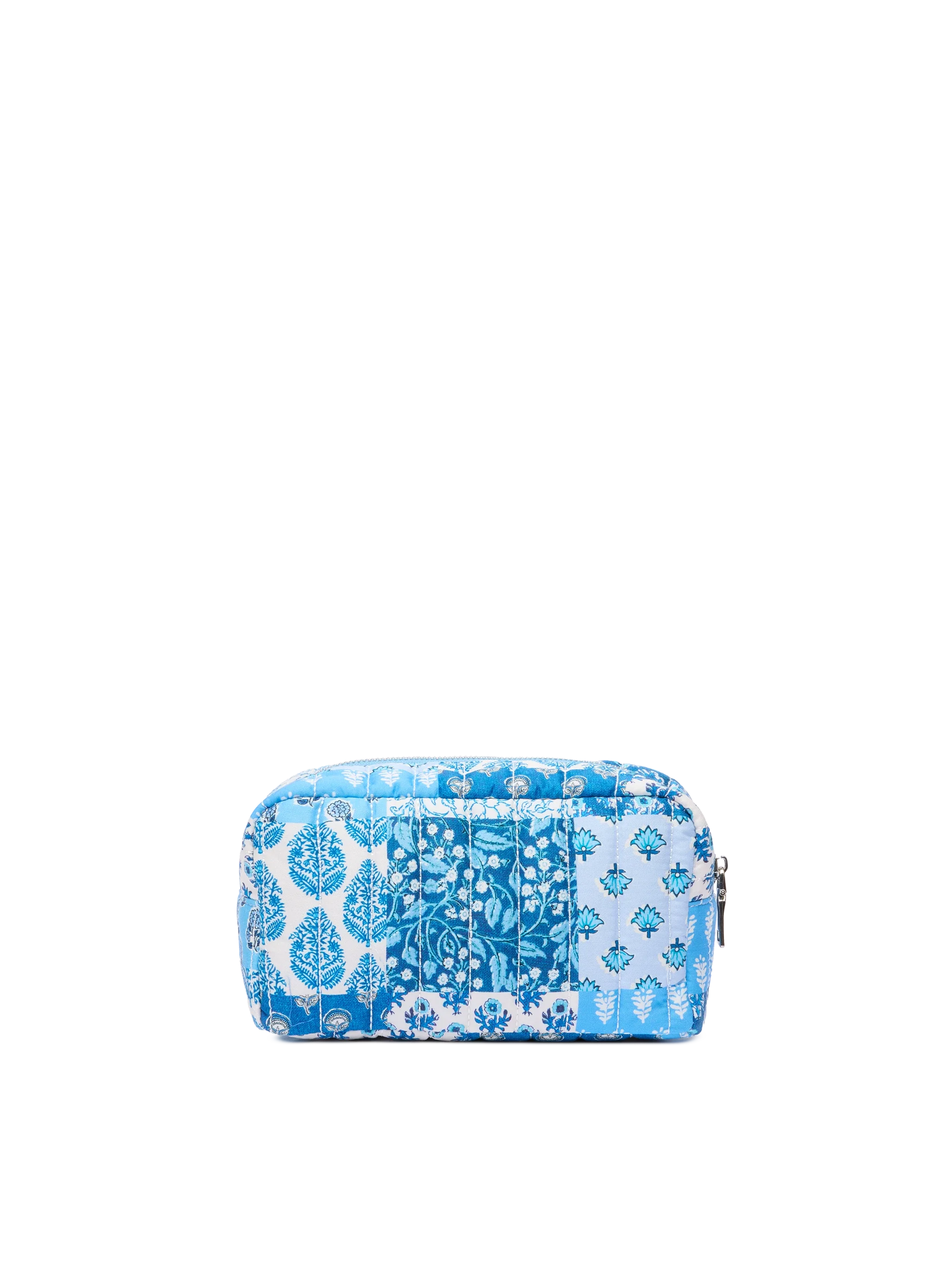 Gewatteerd zacht etui met blauwe bloemen