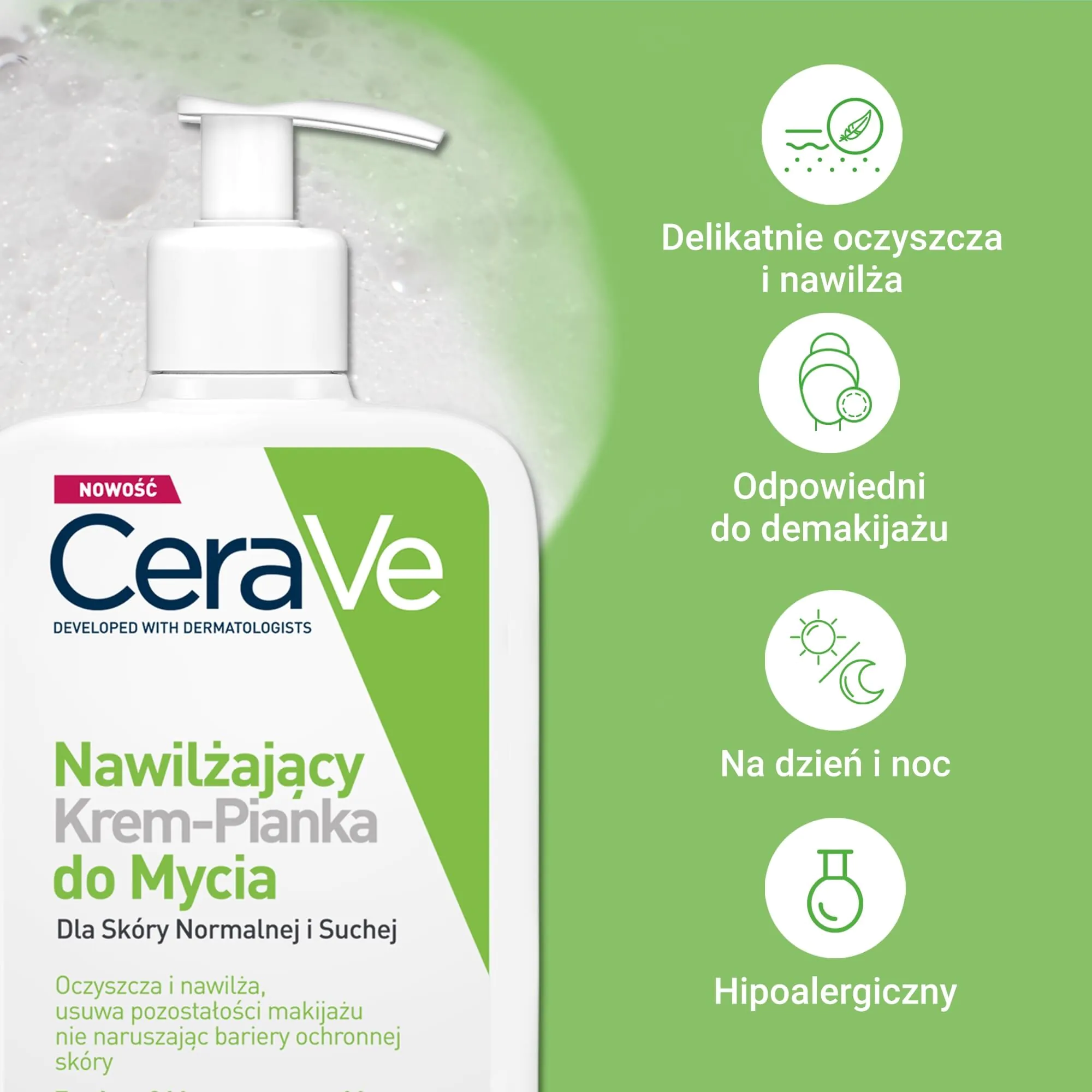 CeraVe Nawilżający krem-pianka do mycia do skóry normalnej i suchej 473 ml