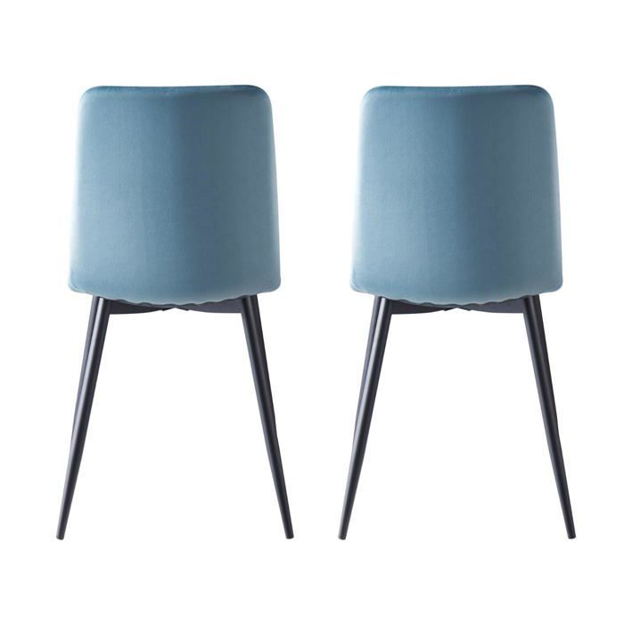 MCC Direct Lexi Set of 4 Designer Velvet Dining Chairs with Metal Legs, Light Blue