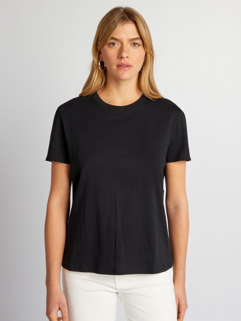 Camiseta lisa de punto - negra