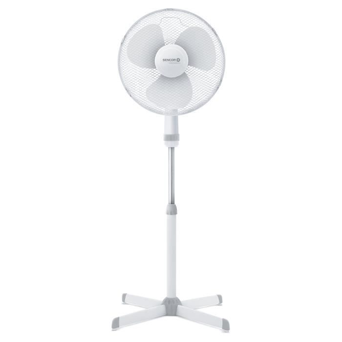Ventilatore a piantana Sencor SFN 4047WH - 3 velocità - Oscillazione a 90° - Altezza regolabile 103-126 cm