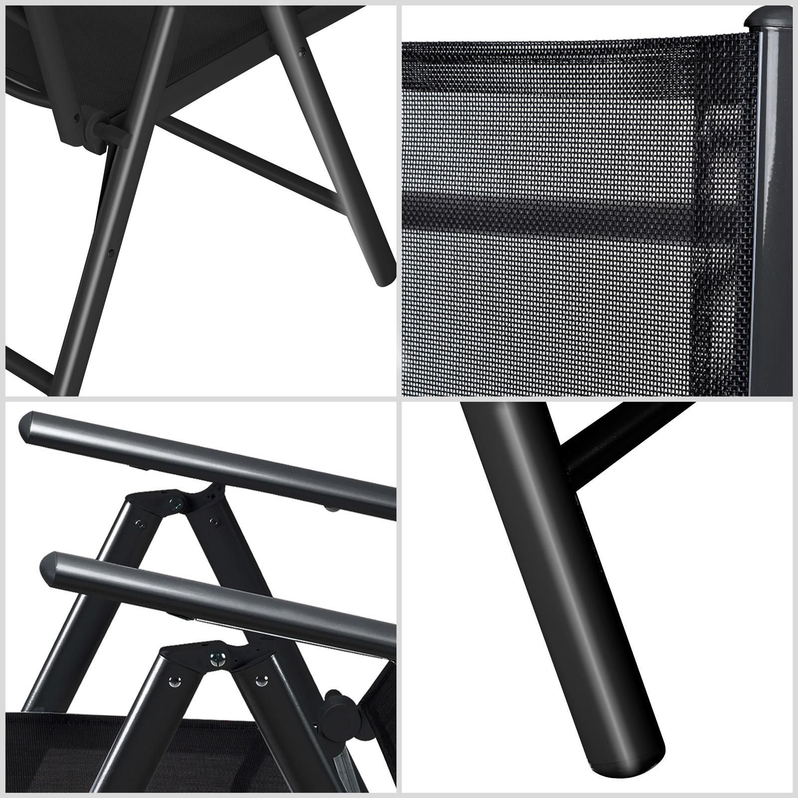 CASARIA® 6x Chaises de jardin pliantes aluminium 120kg dossier haut réglable 8 positions chaise Anthracite