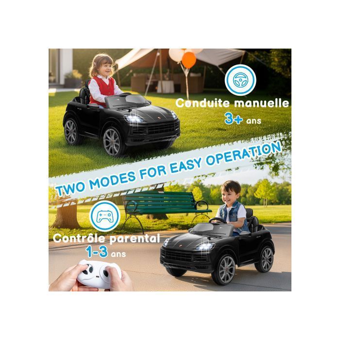 LALAHO 3-Gang-Elektroauto für Kinder – 12 V, zugelassen – Zwei Fahrmodi, Schwarz
