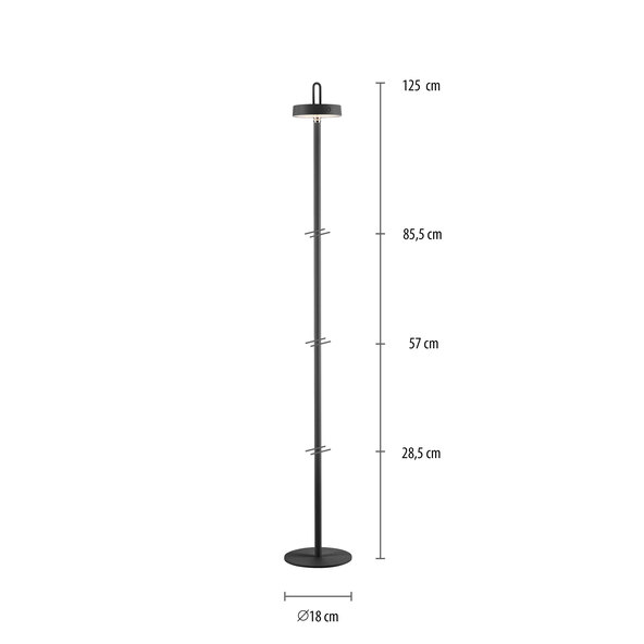 Lampă de podea reîncărcabilă LED Moda cu cap magnetic, neagră