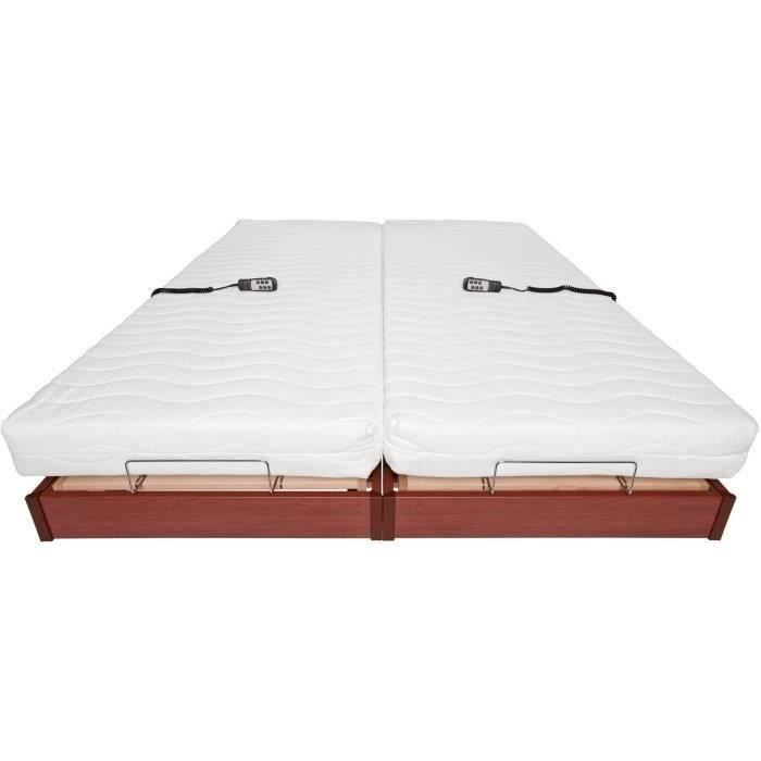 Conjunto de relajación: colchón + bases de cama eléctricas 2x90x200 - Espuma - Firme - TALCA Hecho en Francia