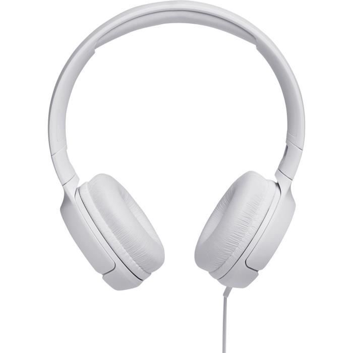 JBL Tune 500 Kablede Hovedtelefoner - Ren Basslyd - Let og Sammenklappeligt Design - Hvid