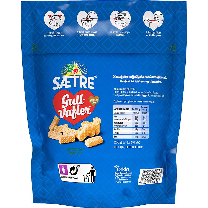 Sætre Guldvåfflor 250 g, vanilj
