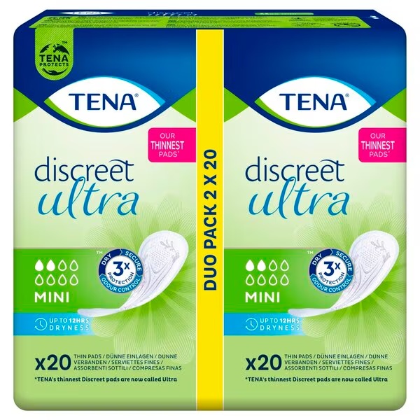 Vložki Tena Discreet Ultra Mini<br>Medicinski pripomoček - 2 x 20 kosov